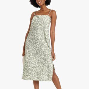 A New Day Apron Slip Dress in Light Green Floral Print - Medium